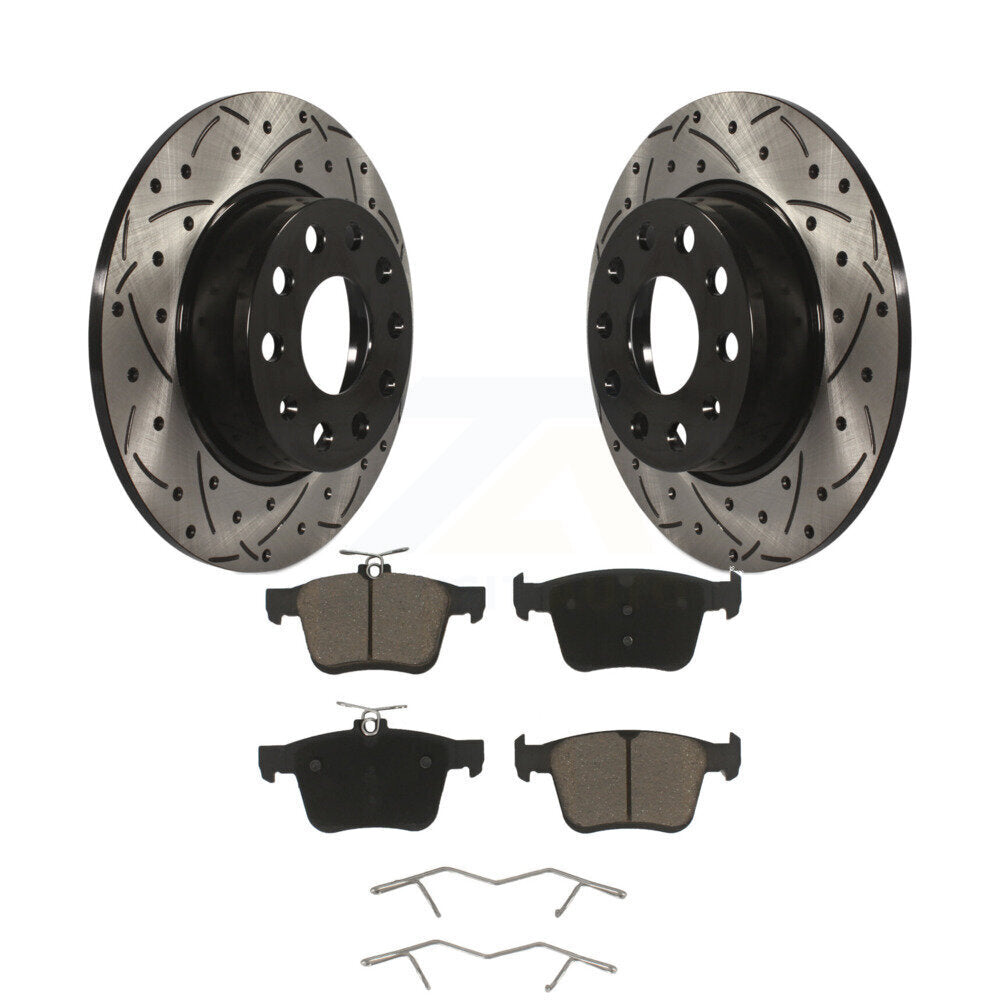 Kit de plaquettes en céramique pour Rotors de frein à fente de forage arrière, pour Volkswagen Taos Audi A3 Quattr