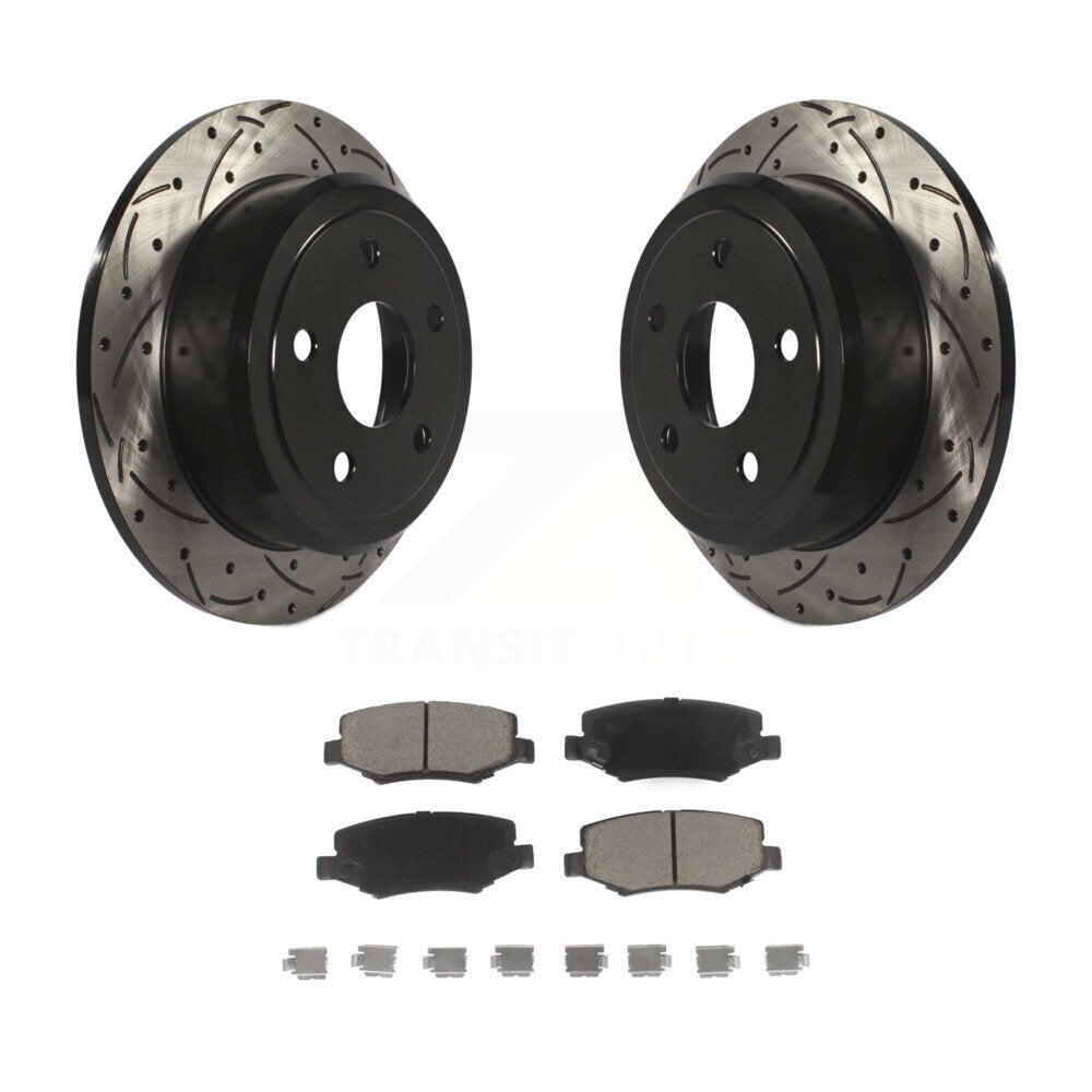 Rotor de frein à disque à fente percée à revêtement arrière et Kit de plaquettes en céramique pour Jeep Wrangler J
