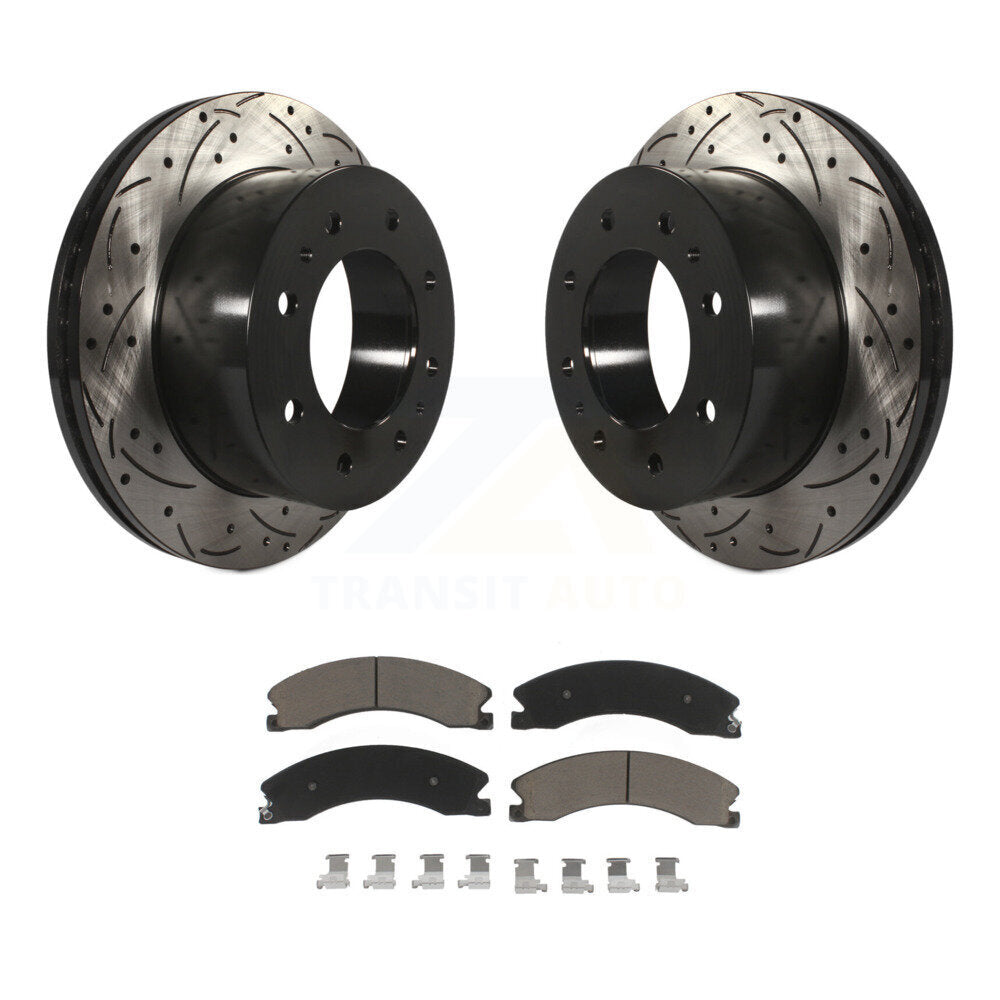 Rotor de frein à fente arrière percé et Kit de plaquettes en céramique pour GMC Chevrolet Sierra 2500 H