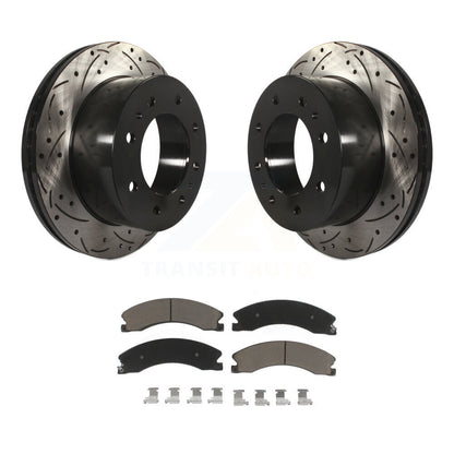 Rotor de frein à fente arrière percé et Kit de plaquettes en céramique pour GMC Chevrolet Sierra 2500 H