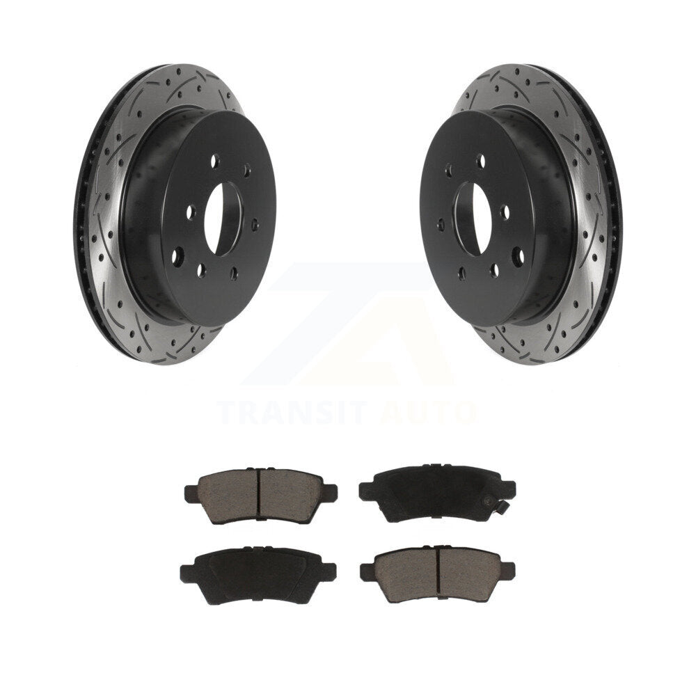 Rotor de frein à disque à fente arrière percée et Kit de plaquettes en céramique pour Nissan Xterr 2006 – 2007