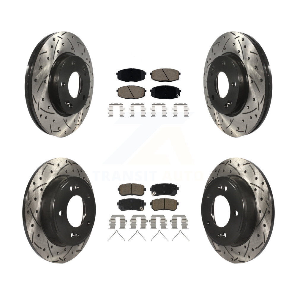 Kit de plaquettes de frein en céramique, Rotors de frein à fente avant et arrière, pour Hyundai Kona Kia Selto