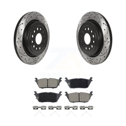 Rotors de frein à disque fendus percés à revêtement arrière et kit de plaquettes en céramique pour Ram 1500