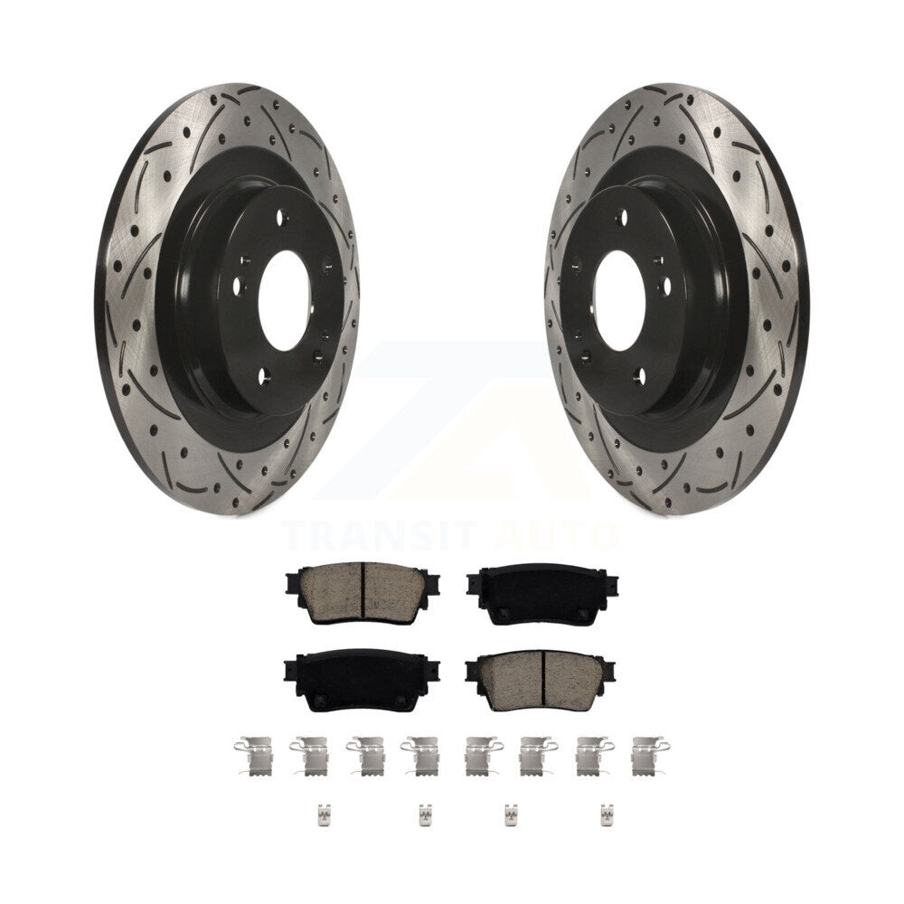 Rotor de frein à fente percée arrière et Kit de plaquettes en céramique pour Mitsubishi Outlander Eclips