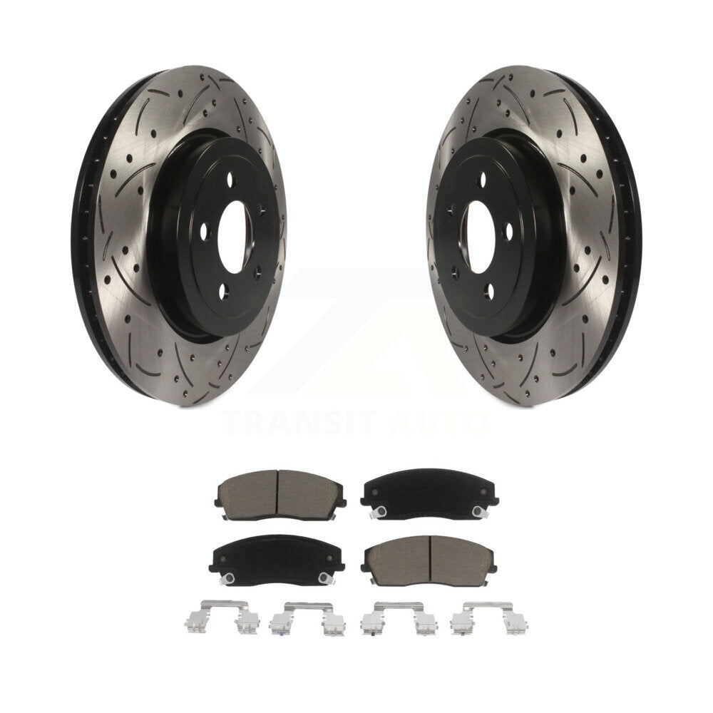 Rotor de frein à fente percée avant et Kit de plaquettes en céramique pour Dodge Charger RWD avec 3.6