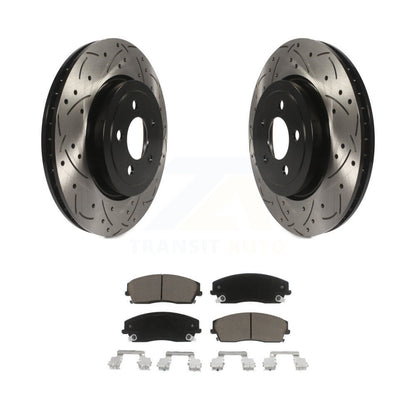 Rotor de frein à fente percée avant et Kit de plaquettes en céramique pour Dodge Charger RWD avec 3.6