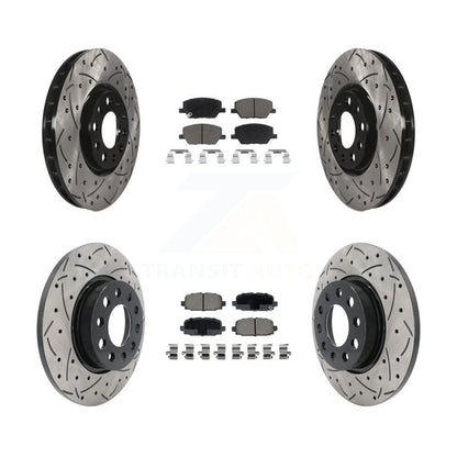 Kit de plaquettes en céramique pour Rotor de frein à disque, fente percée, revêtement avant et arrière, pour Jeep Compas