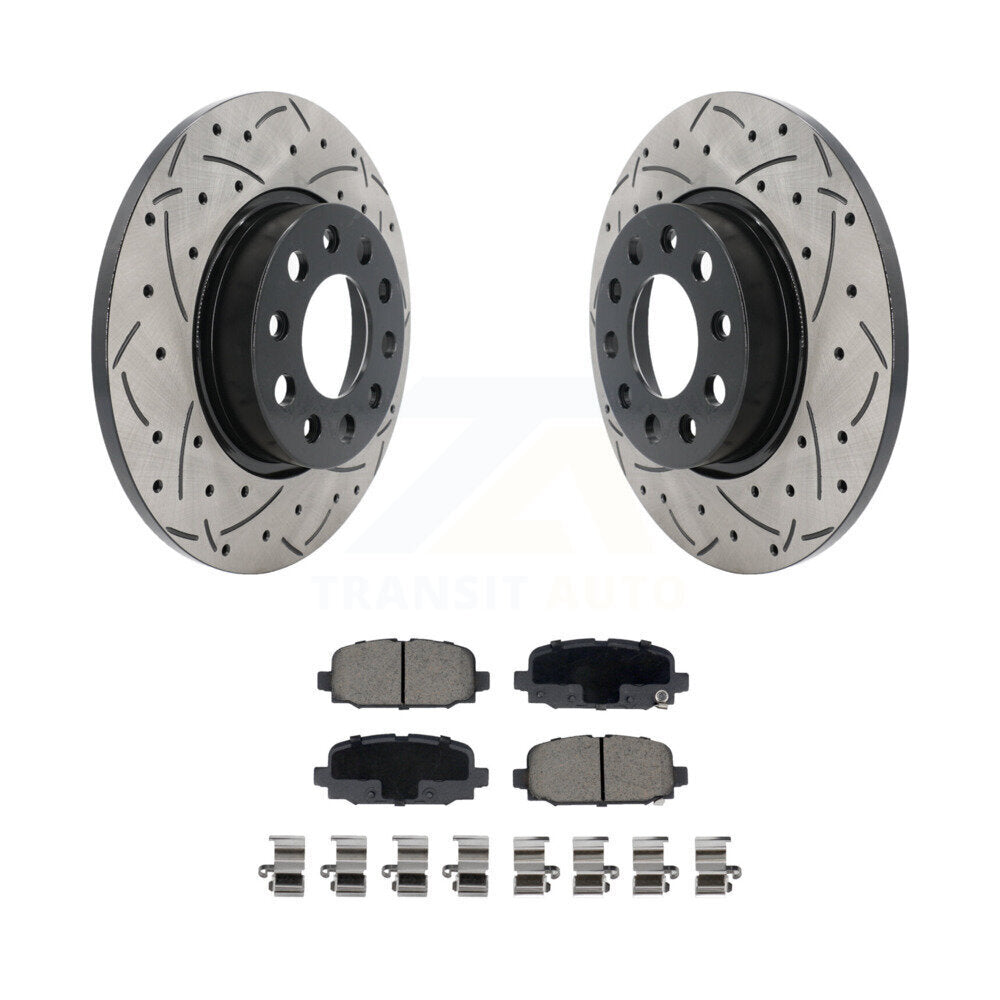 Rotors de frein à disque fendus percés à revêtement arrière et Kit de plaquettes en céramique pour Jeep Compas