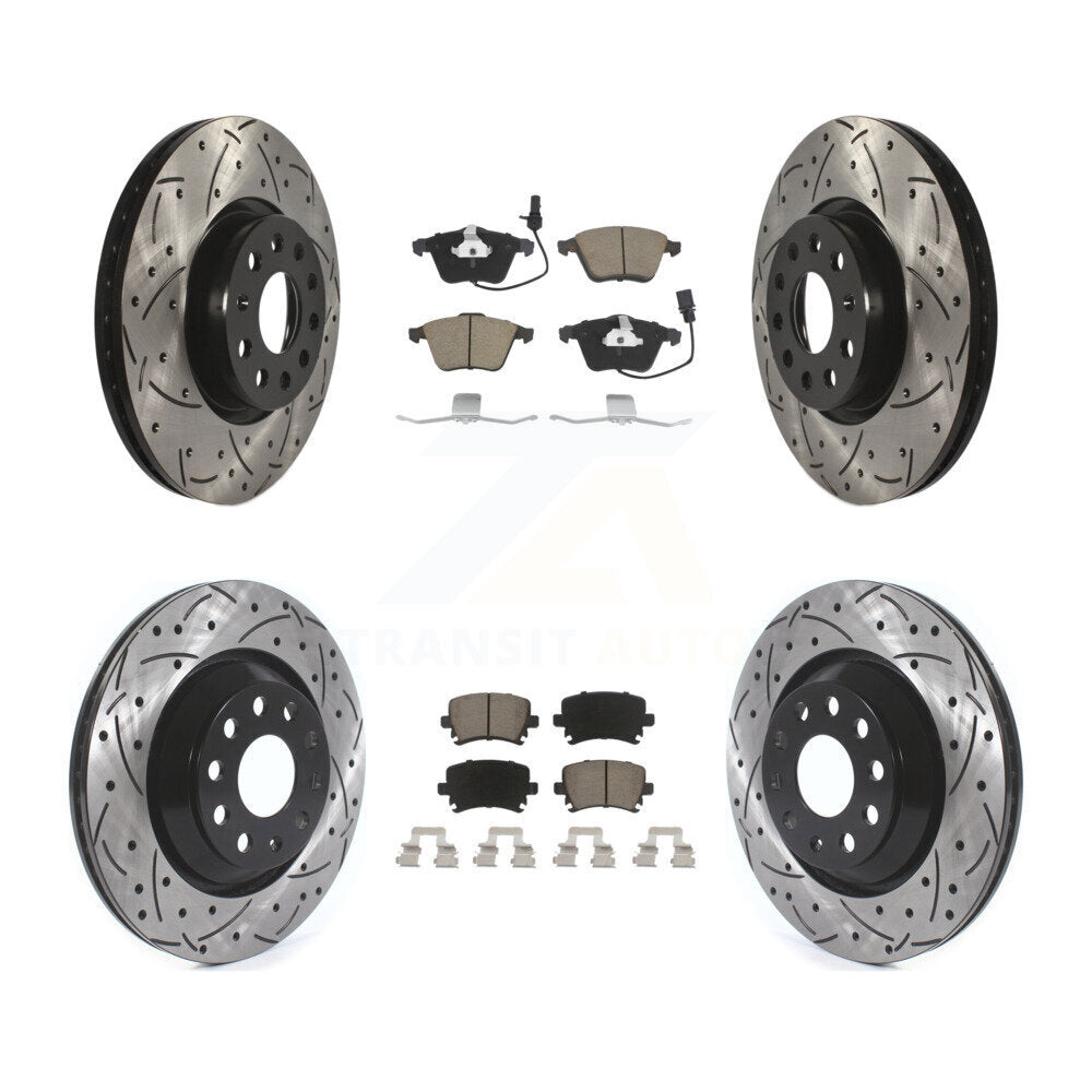 Kit de Rotor de frein à disque et de plaquettes en céramique, fente avant et arrière percée, pour Volkswagen CC R3