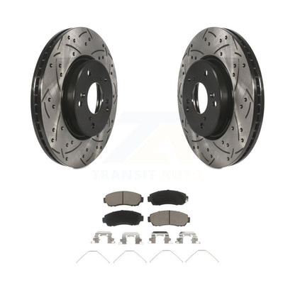 Rotor de frein à disque fendu percé à revêtement avant et Kit de plaquettes en céramique pour Honda CR-