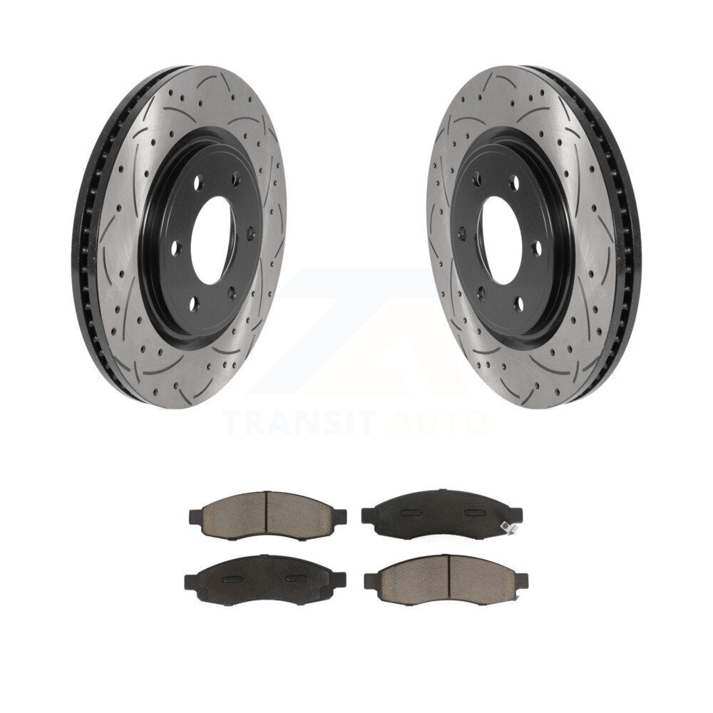 Kit de plaquettes en céramique pour rotors de frein à fente avant percés, pour Nissan TITAN 2007 à partir de 04 0