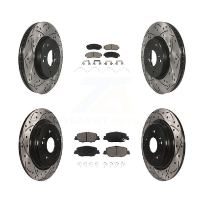 Kit de Rotor de frein à disque et de plaquettes en céramique, revêtement avant et arrière, fente percée, pour Honda CR-