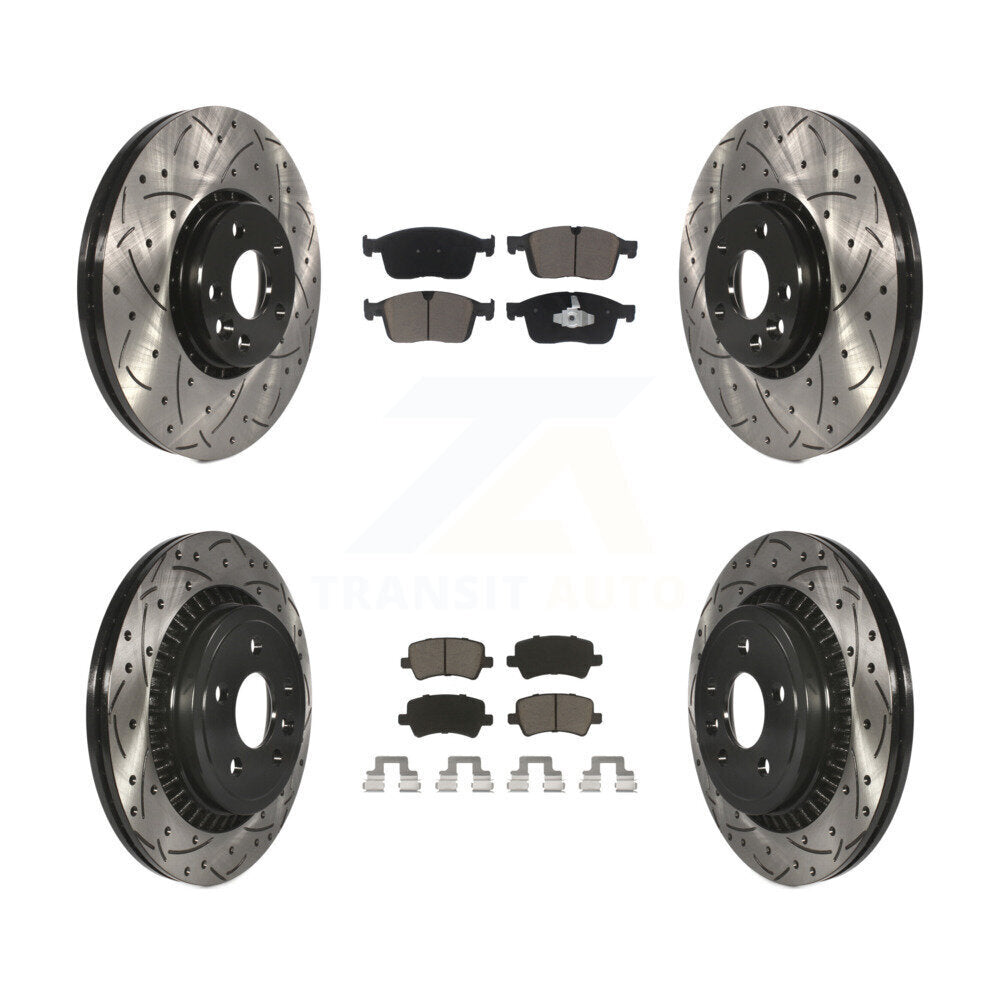 Kit de Rotor de frein à disque et de plaquettes en céramique, avec revêtement avant et arrière, fente percée, pour Volvo XC6