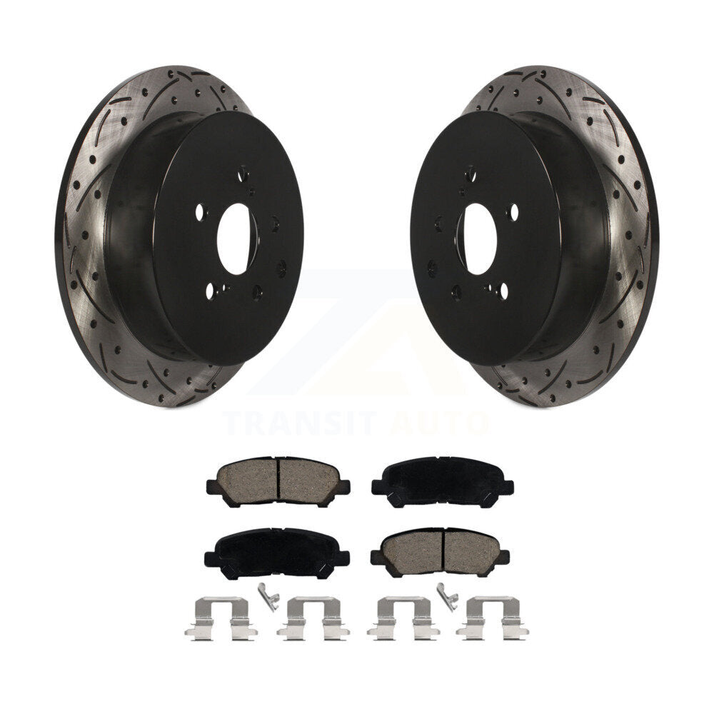 Kit de plaquettes en céramique pour rotors de frein à disque à fente forée à revêtement arrière pour Toyota Highlande