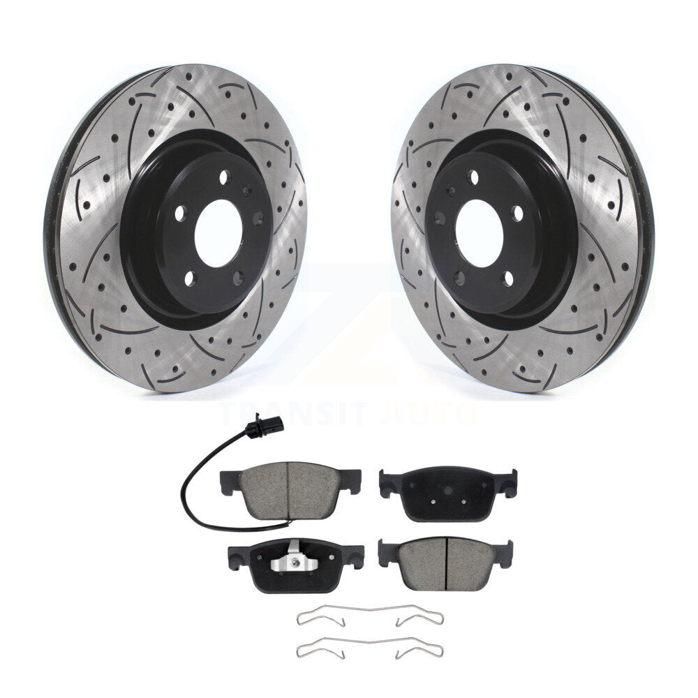 Rotor de frein à disque à fente percée avec revêtement avant et Kit de plaquettes en céramique pour Audi A4 Quattr