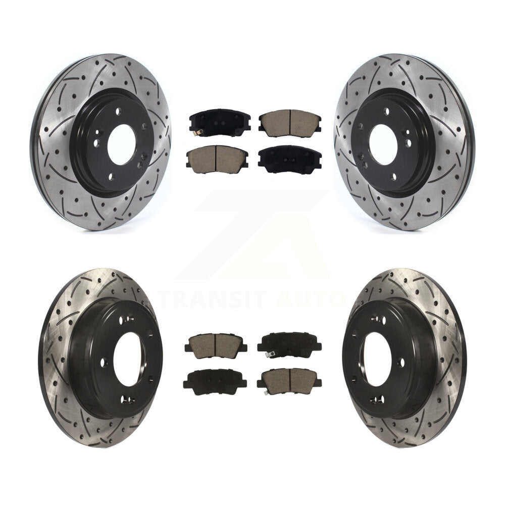 Kit de plaquettes de frein en céramique, rotors de frein à disque fendus, revêtement avant et arrière, pour Kia Sou
