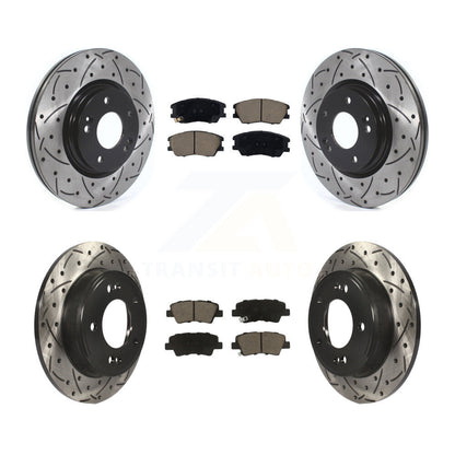 Kit de plaquettes de frein en céramique, rotors de frein à disque fendus, revêtement avant et arrière, pour Kia Sou