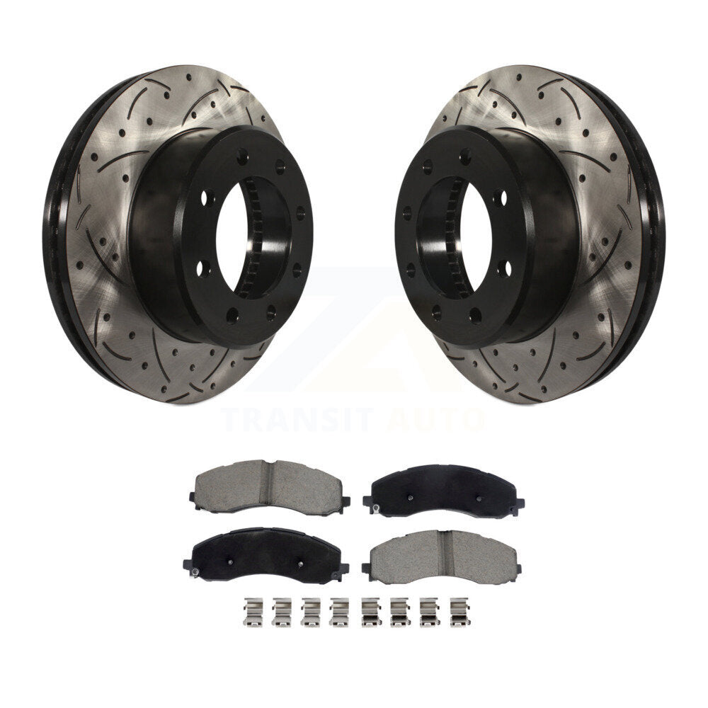 Rotors de frein à disque fendus avec revêtement avant, Kit de plaquettes en céramique pour Ram 2500 350