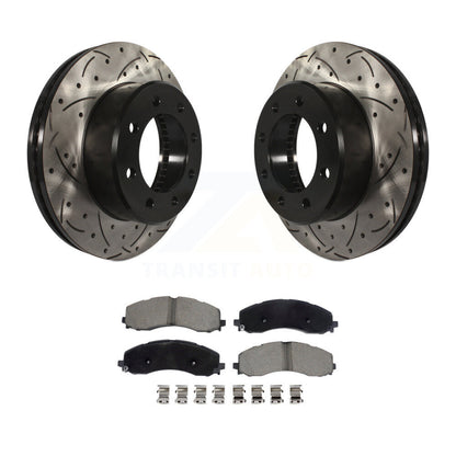 Rotors de frein à disque fendus avec revêtement avant, Kit de plaquettes en céramique pour Ram 2500 350