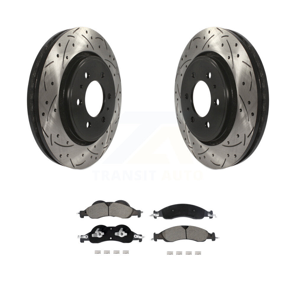 Kit de plaquettes en céramique pour rotors de frein à disque à fente avant percée pour Ford Expedition Lincol