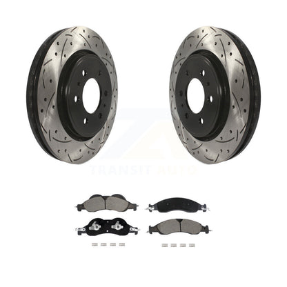 Kit de plaquettes en céramique pour rotors de frein à disque à fente avant percée pour Ford Expedition Lincol