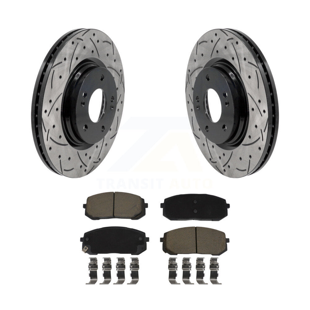 Kit de plaquettes en céramique pour Rotor de frein, fente de perçage avant, pour Hyundai Elantra Sonata Kia Nir