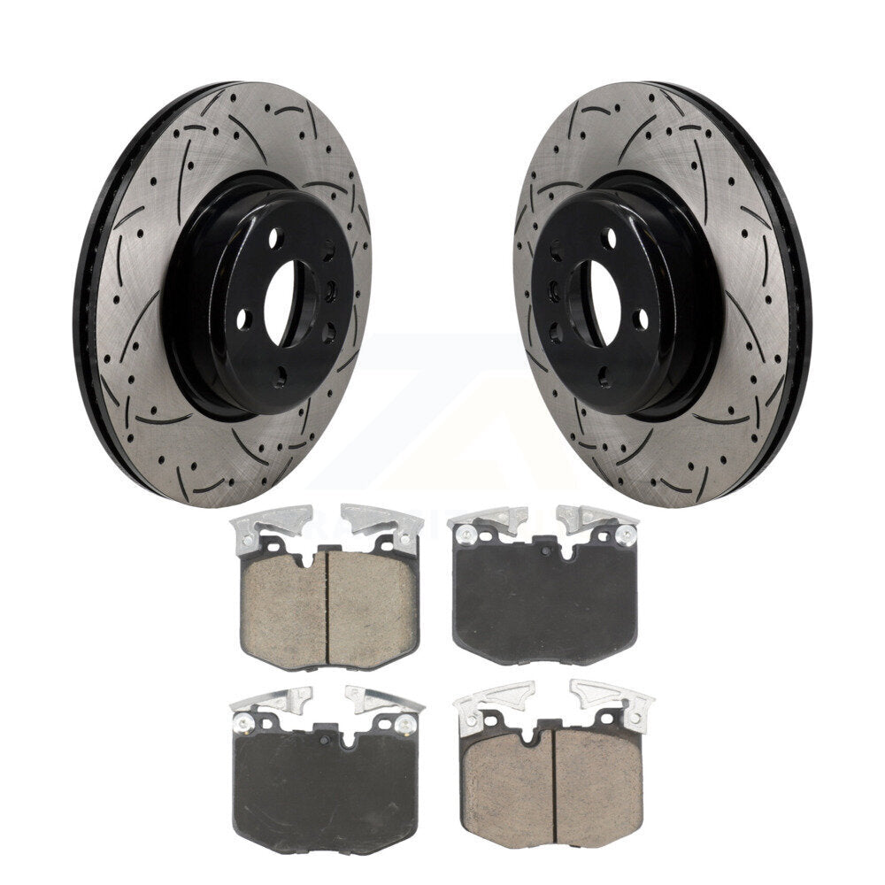 Rotor de frein à disque à fente percée avec revêtement avant et Kit de plaquettes en céramique pour Toyota GR Supr