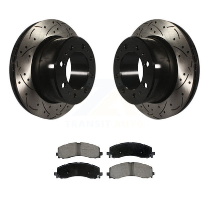 Rotor de frein à disque fendu percé à revêtement arrière et Kit de plaquettes en céramique pour Ram 2500 350