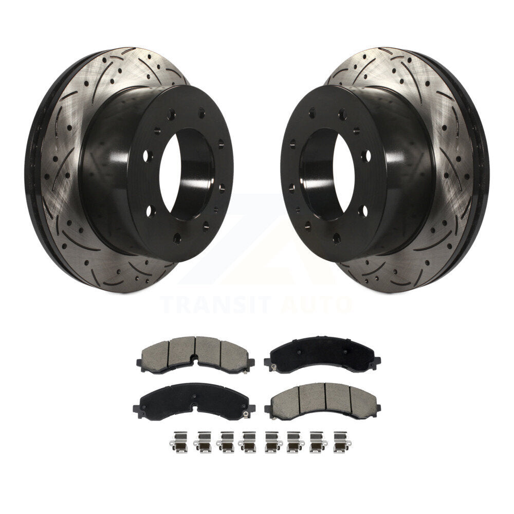 Rotor de frein à fente arrière percé et Kit de plaquettes en céramique pour GMC Chevrolet Sierra 2500 H