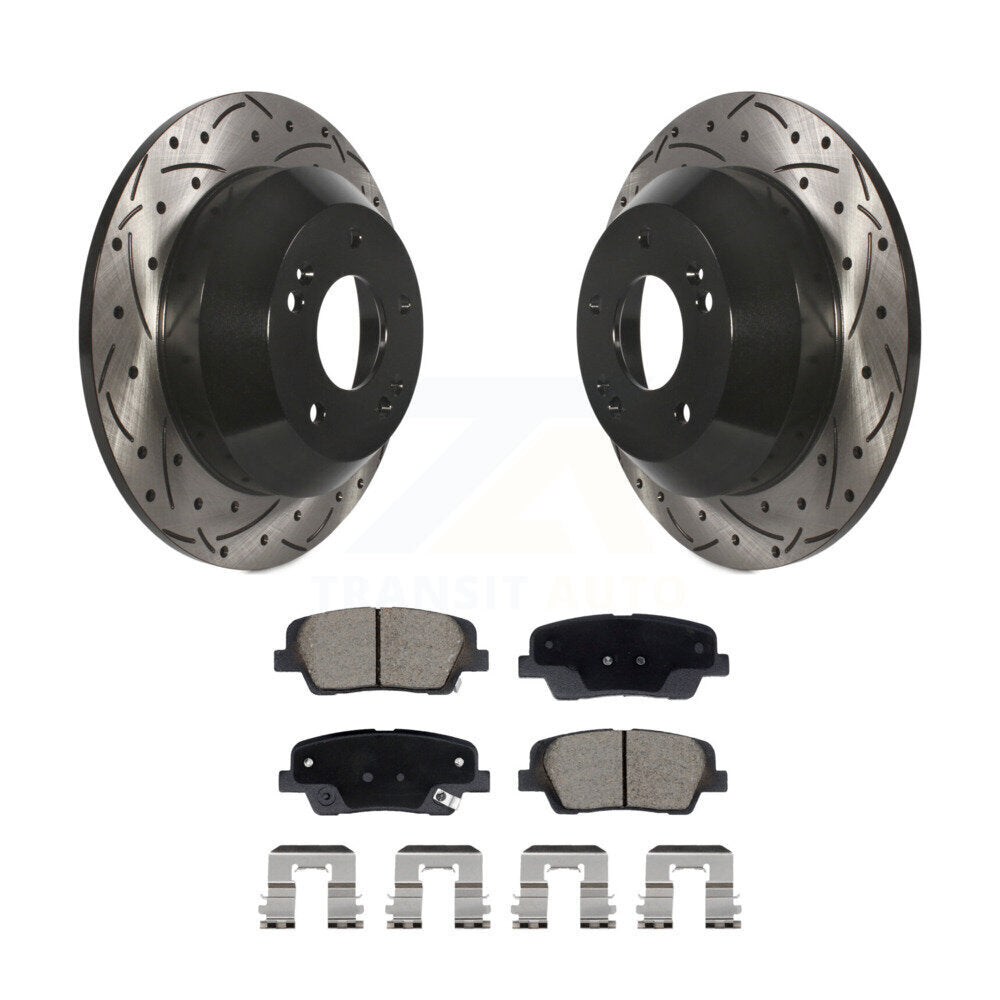 Kit de plaquettes de frein en céramique, Rotors de frein à fente arrière percés pour Hyundai Santa Fe Sport Kia X