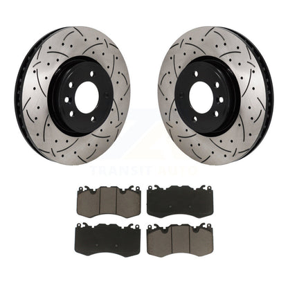 Rotor de frein à disque à fente avant percée et Kit de plaquettes en céramique pour Land Rover Range Spor