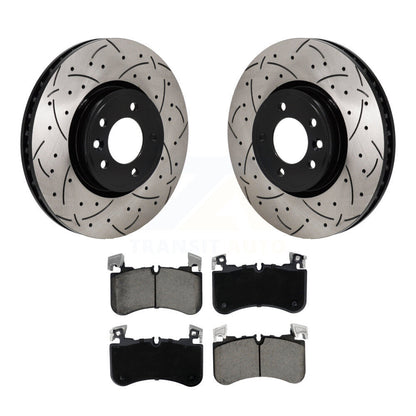 Rotor de frein à disque à fente avant percée et Kit de plaquettes en céramique pour Land Rover Range Spor