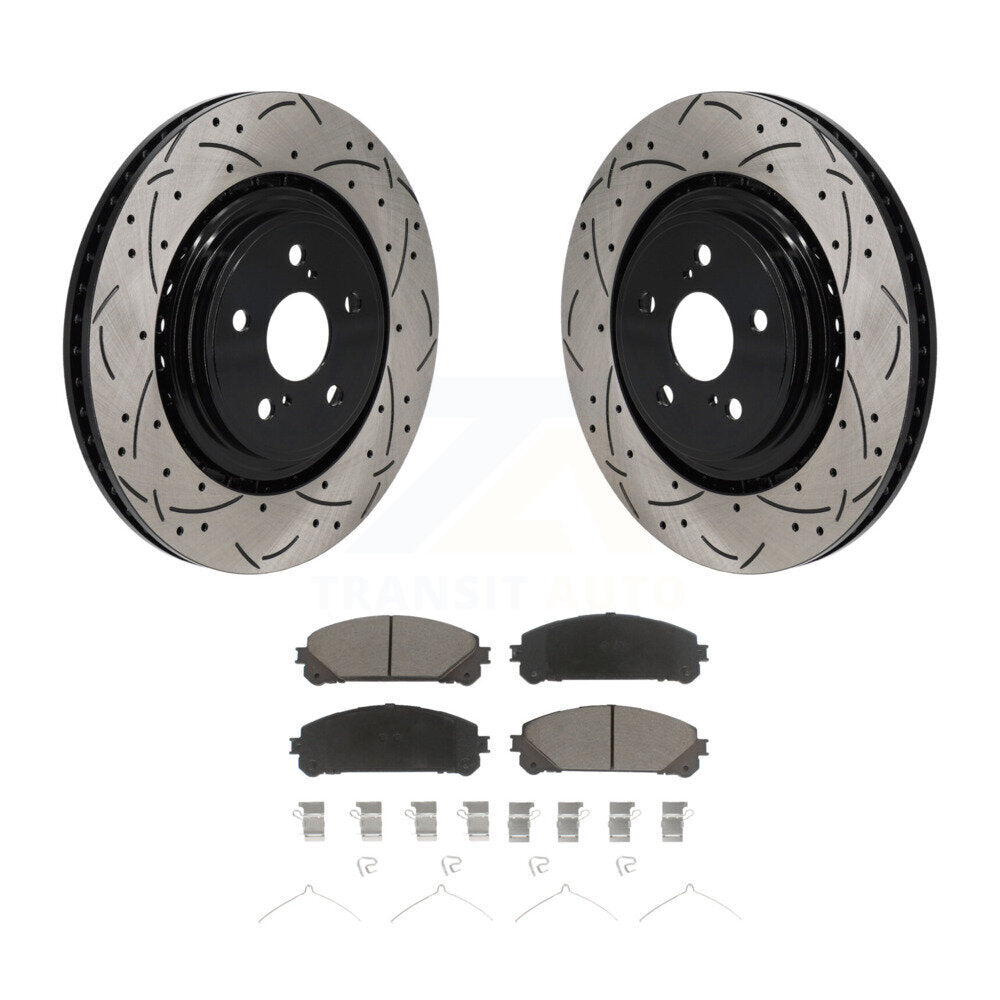 Rotor de frein à fente avant percée et kit de plaquettes en céramique pour Toyota Highlande 2020 – 2022