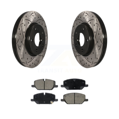 Rotors de frein à disque fendus percés à revêtement avant et kit de plaquettes en céramique pour GMC Terrai
