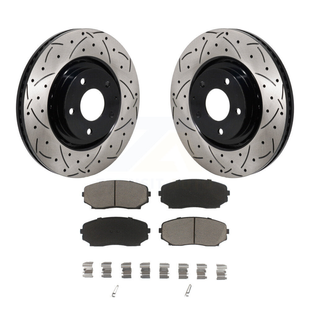 Rotor de frein à disque à fente percée avec revêtement avant et Kit de plaquettes en céramique pour Mazda CX-5 CX-