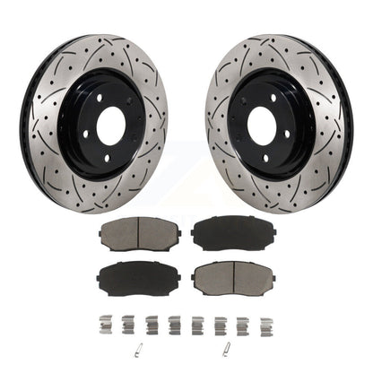 Rotor de frein à disque à fente percée avec revêtement avant et Kit de plaquettes en céramique pour Mazda CX-5 CX-