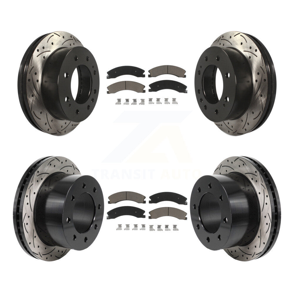 Rotors de frein à disque à fente avant et arrière, Kit de plaquettes en céramique pour GMC Sierra 3500 H