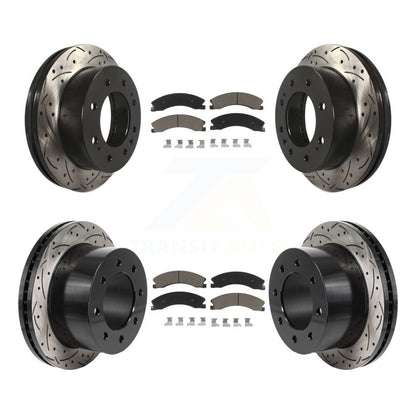 Rotors de frein à disque à fente avant et arrière, Kit de plaquettes en céramique pour GMC Sierra 3500 H