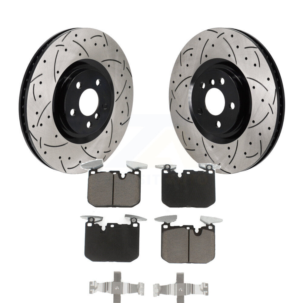 Rotors de frein à disque fendus percés à revêtement avant et kit de plaquettes en céramique pour Mini Coope