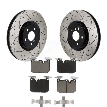 Rotors de frein à disque fendus percés à revêtement avant et kit de plaquettes en céramique pour Mini Coope
