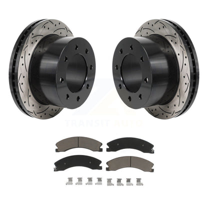Rotor de frein à fente arrière percé et Kit de plaquettes en céramique pour GMC Sierra 3500 HD Chevrole