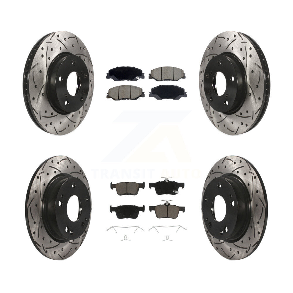 Kit de plaquettes en céramique pour rotors de frein à disque à fente percée avant et arrière pour Honda Civi