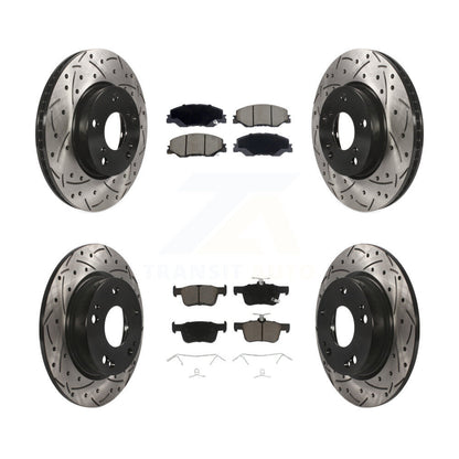 Kit de plaquettes en céramique pour rotors de frein à disque à fente percée avant et arrière pour Honda Civi