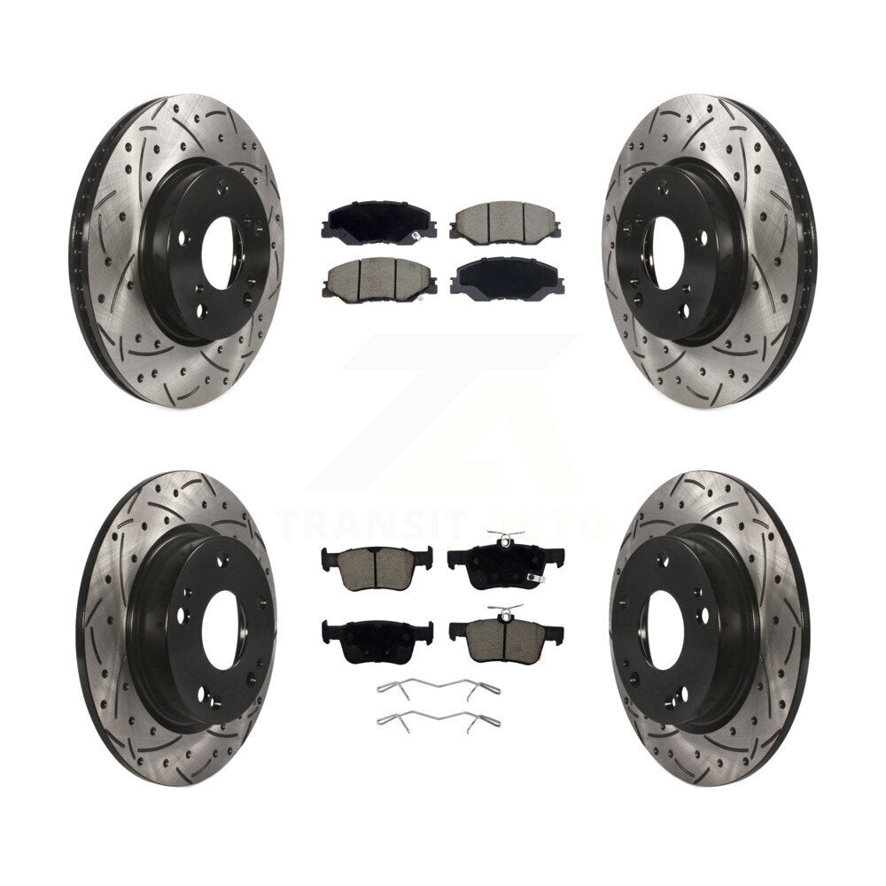 Kit de plaquettes de frein en céramique, rotors de frein à fente avant et arrière percés pour Honda Insigh 2019 – 2022