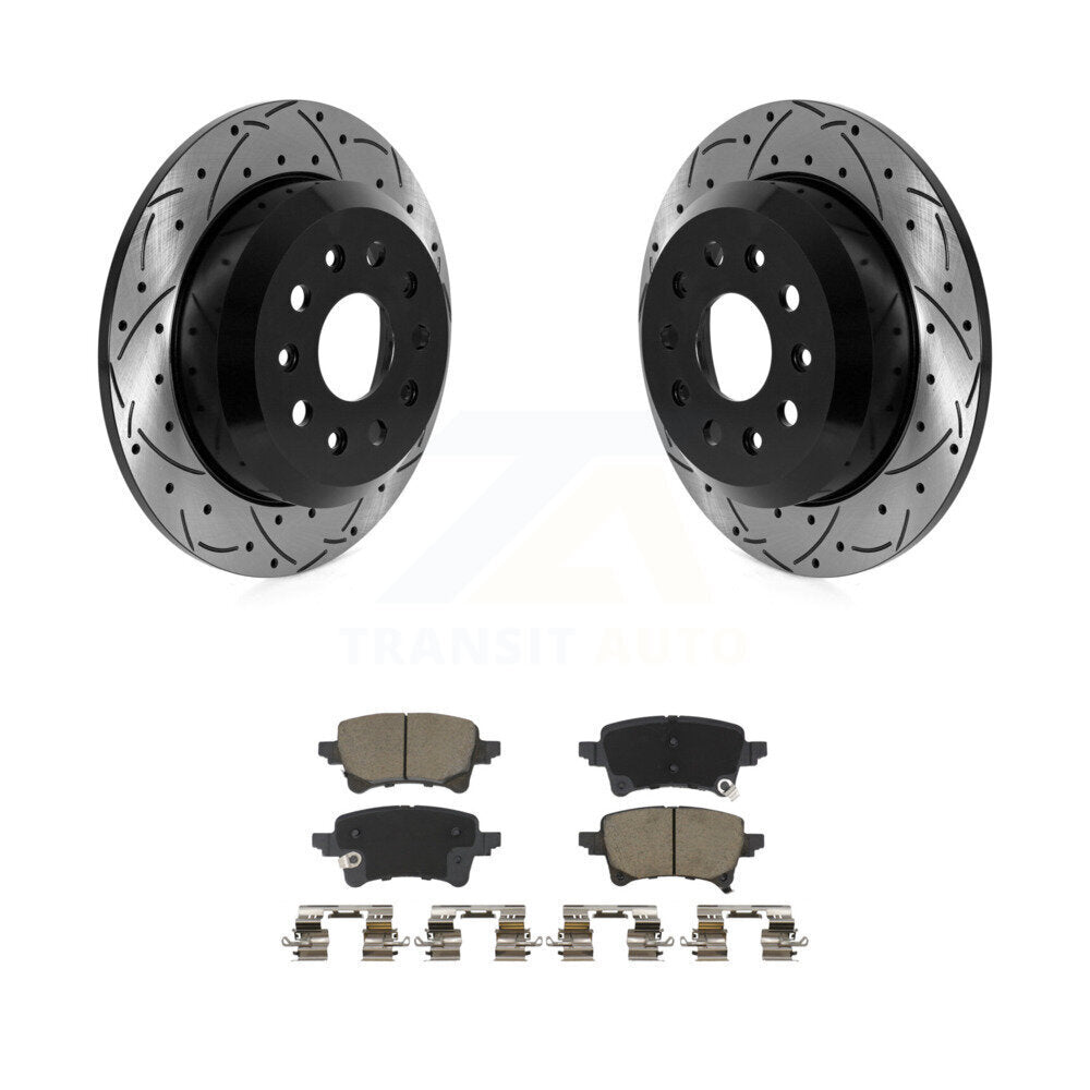 Rotor de frein à disque fendu percé à revêtement arrière et Kit de plaquettes en céramique pour Jeep Wrangle