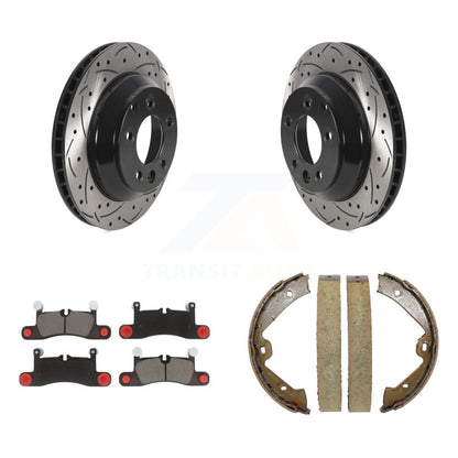 Kit de chaussures de stationnement à disques arrière, Rotors percés et fendus, plaquettes en céramique, pour Volkswagen