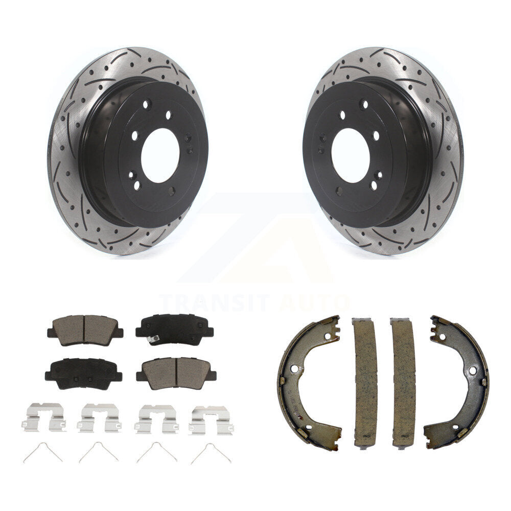 Kit de chaussures de stationnement à disques arrière, Rotors percés et fendus, plaquettes en céramique, pour Hyundai