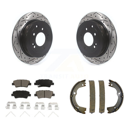 Kit de chaussures de stationnement à disques arrière, Rotors percés et fendus, plaquettes en céramique, pour Hyundai