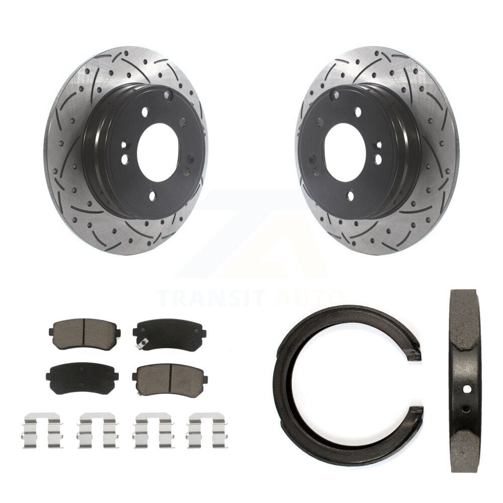 Kit de chaussures de stationnement à disques arrière, Rotors percés et fendus, plaquettes en céramique, pour Hyundai