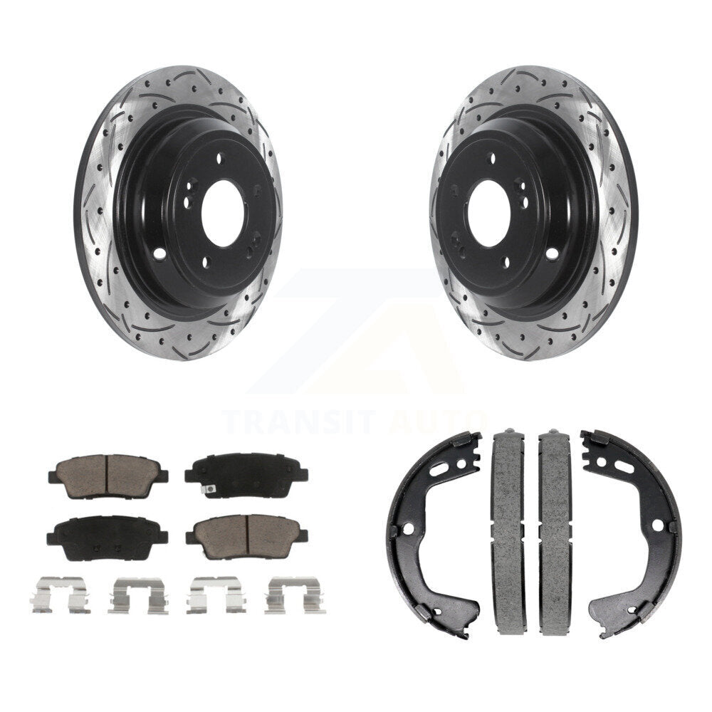 Kit de chaussures de stationnement à disques arrière, Rotors percés et fendus, plaquettes en céramique, pour Hyundai